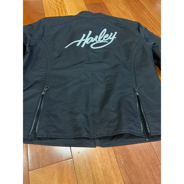 Harley Davidson Womens Black‎ Motorcycle Jacket Full Zip Logo Embroidered Size M - Image 10