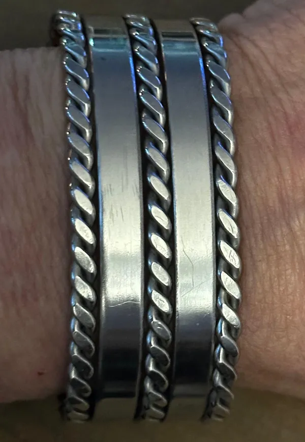 Stainless Steel Wide Cuff Bracelet Silver - Image 2