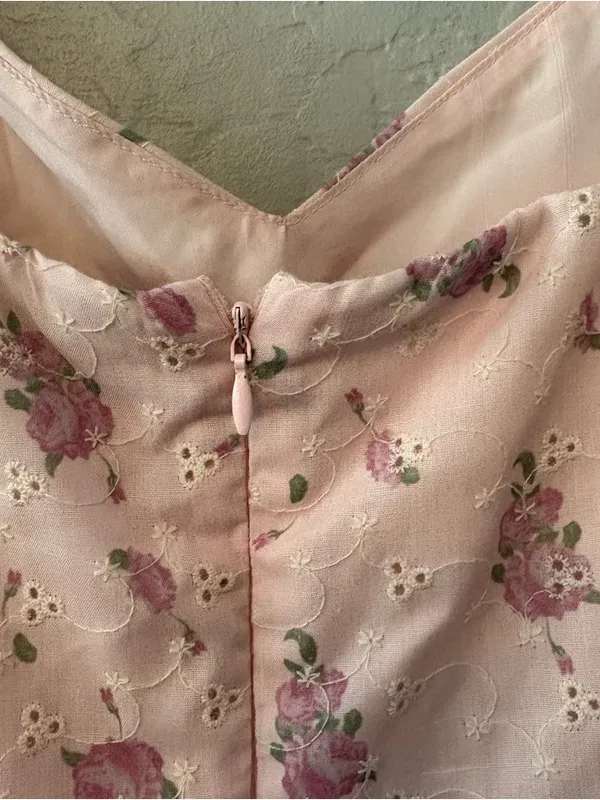 Princess Polly light pink floral eyelet sleeveless ruffle strap sundress size 6 - Image 15