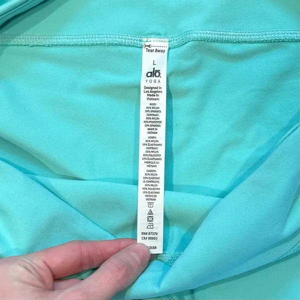 Alo Yoga Teal Blue Gray Goddess Scrunch Ribbed High Rise Dance Leggings Large - Image 2