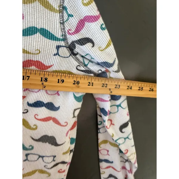PJ Salvage‎ Womens Mustache Glasses Thermal Waffle Knit Pajama Set White Medium - Image 6