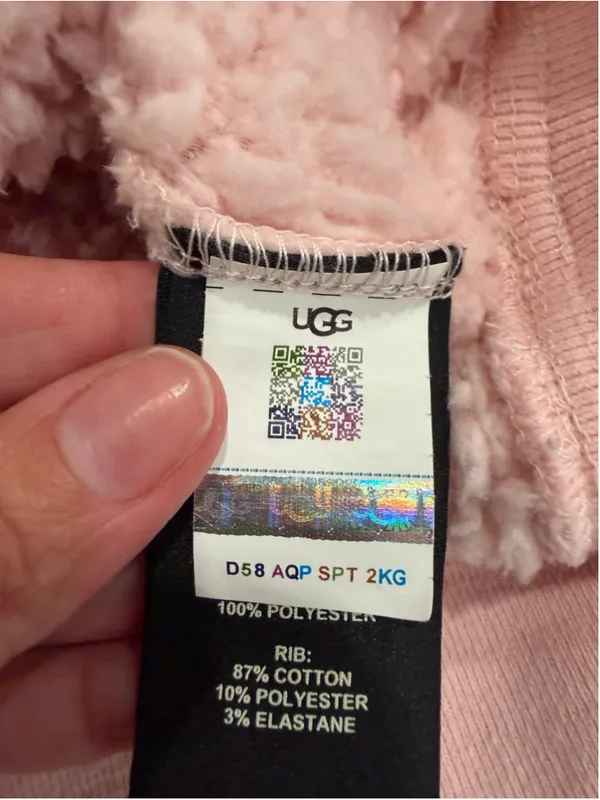 UGG Loyra Sherpa Hoodie Light Pink Plush Teddy Fleece Pullover Sweatshirt XL - Image 8