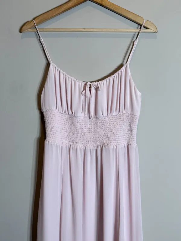 Aritzia Wilfred Genoa Midi Dress Women's Medium Baby Pink Chiffon Formal Wedding - Image 7