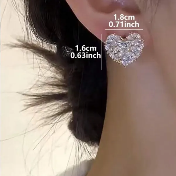 Elegant Silver Heart Earrings with Pavé Setting - Image 4