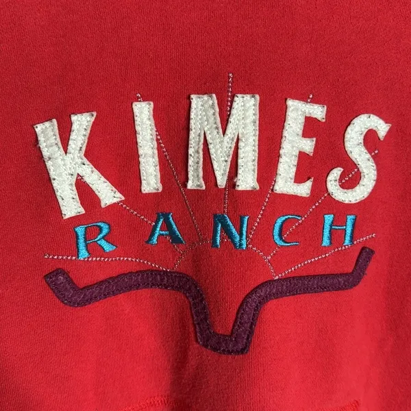 Kimes Ranch Red Hoodie Western Logo Cowgirl Pullover Sweatshirt Size Medium - Image 3