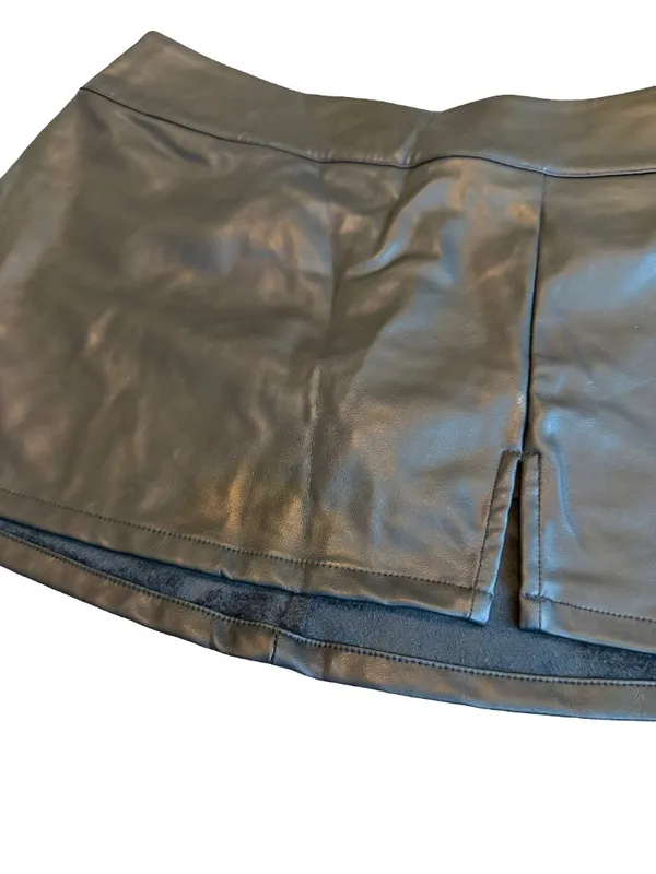 Wild Fable Black Vegan Leather Mini Skort Skirt w/ Shorts Classic Size XS Womens - Image 10