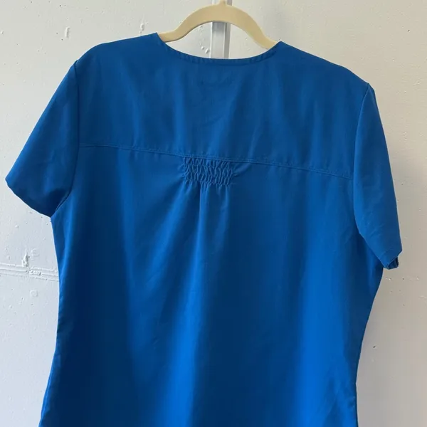 Greys Anatomy by Barco Blue V-Neck Scrub Top Womens Large 2-Pocket RN 50681 - Image 5