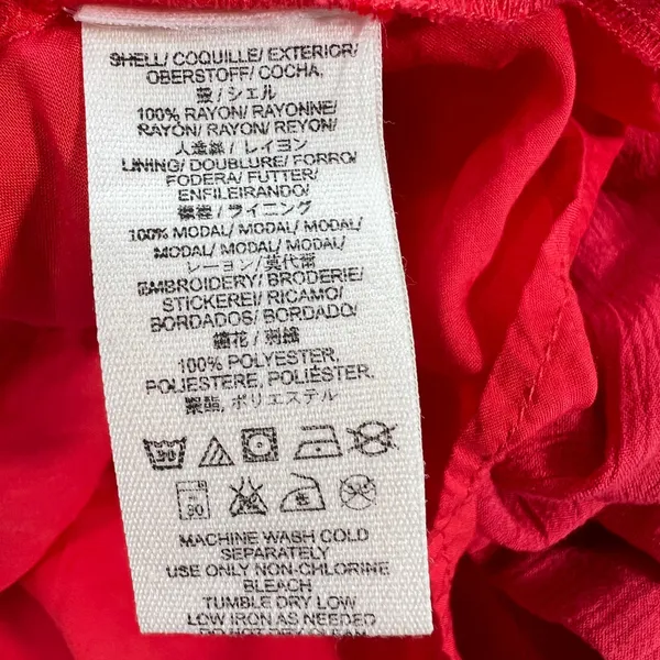 Free People‎ Mia Embroidered Mini Dress Large Red Floral Boho Gauzy Flawy - Image 6
