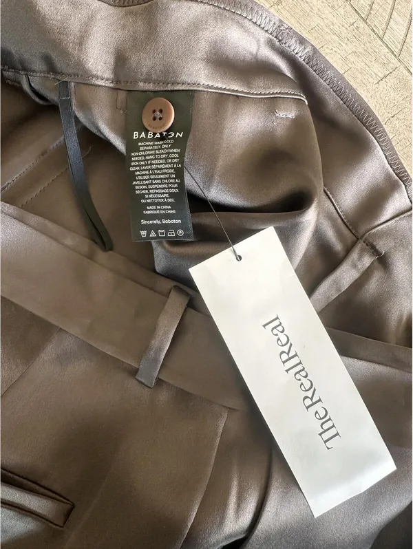 Babaton Aritzia Becket Satin Wide Leg Trouser Pants Soot Brown Women’s size 10 - Image 13