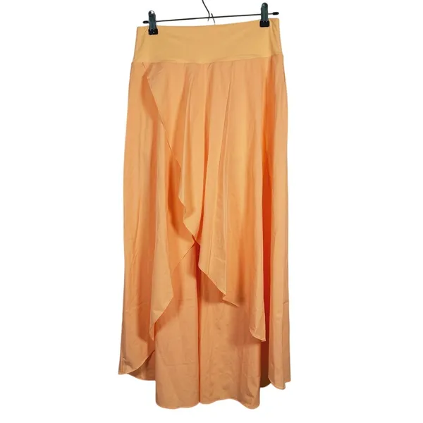 Halara Breezeful High Low Ruffle Maxi Skirt Size Medium Peach Orange Asymmetric - Image 2