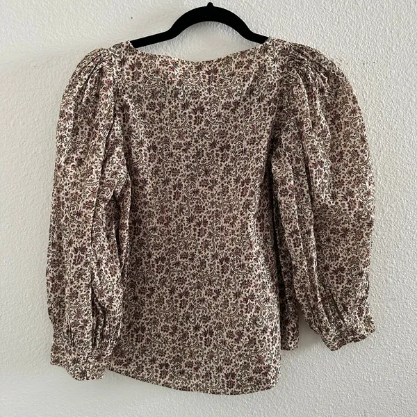 La Vie by Rebecca Taylor Claudine 3/4 Sleeve Floral Top in Crystal Combo Small - Image 6