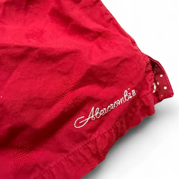 Abercrombie & Fitch Y2K 2000s Vintage Micro Mini Low Rise Booty Bimbo Red Shorts Trendy Elastic Waist PJ Pajama Lounge Boxer Pyjama Hot Pants #Preppy #Summer #Cottagecore #Fairy Bloquette #Summer Sz M Measurement in pics - Image 3