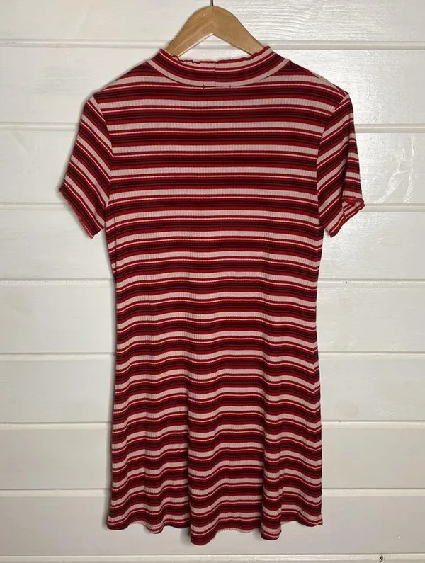 Wild fable red black white striped ruffle too sundress - Image 8
