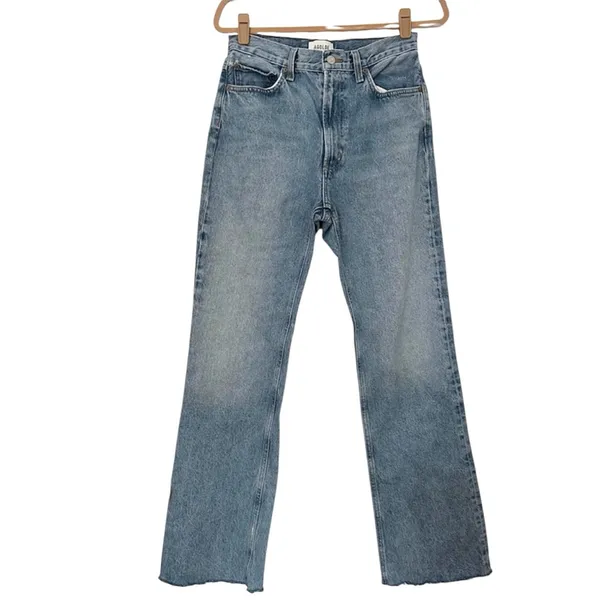 Agolde Leena Baby Flare Raw Hem Jeans Women’s 28 Blue - Image 9