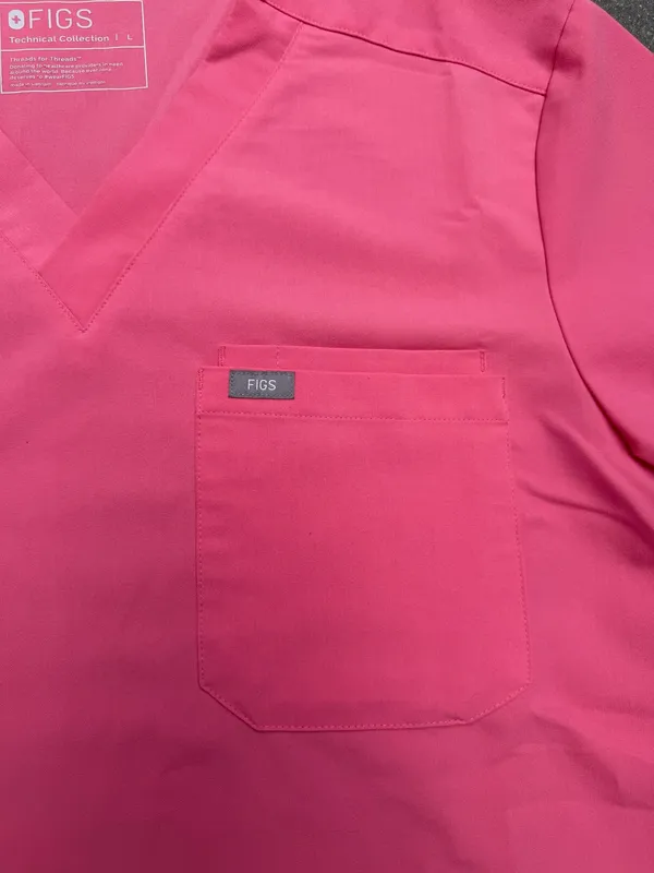 FIGS Leon Men’s Large Pink FIONx Scrub Top NWOT Hidden Pocket - Image 3