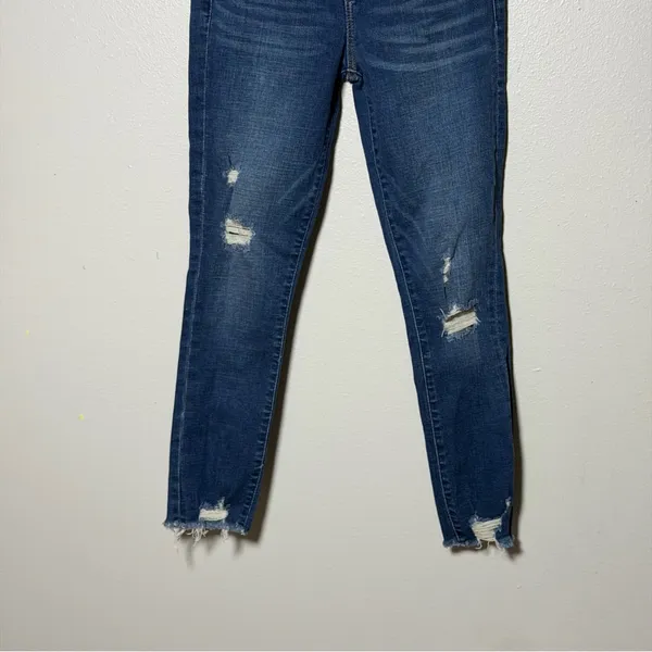 Abercrombie & Fitch Women High Super‎ Skinny Ankle Blue Distressed Jeans size 0S - Image 2