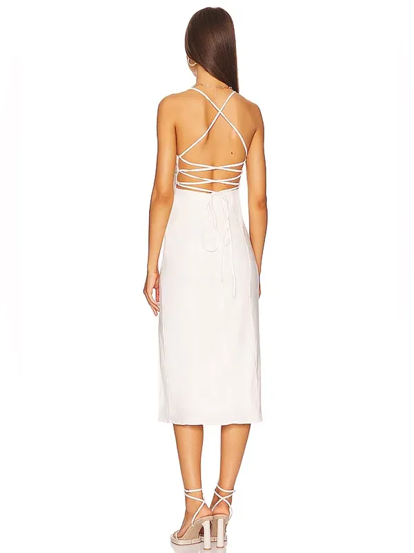 NWT ASTR The Label Brayden White Linen Blend Midi Dress Bridal Shower, Medium - Image 2
