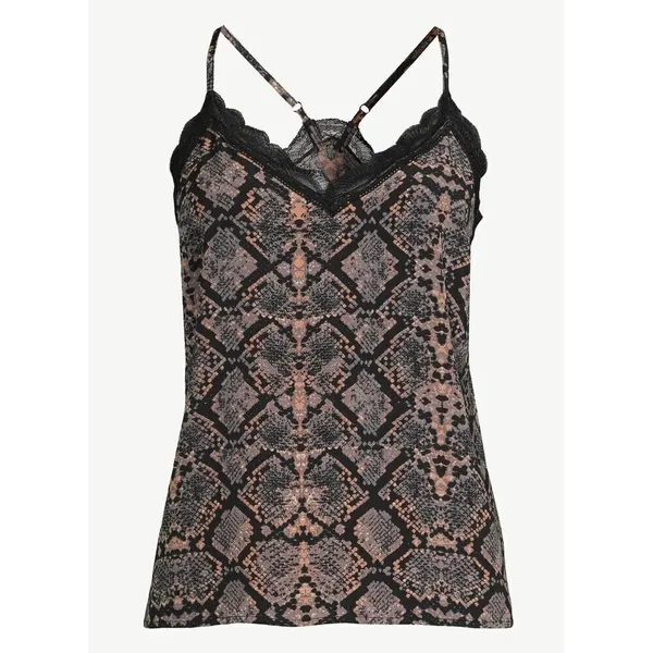 Womens Scoop Animal Print Lace Trim Cami Tank Top - Sz L - Image 2