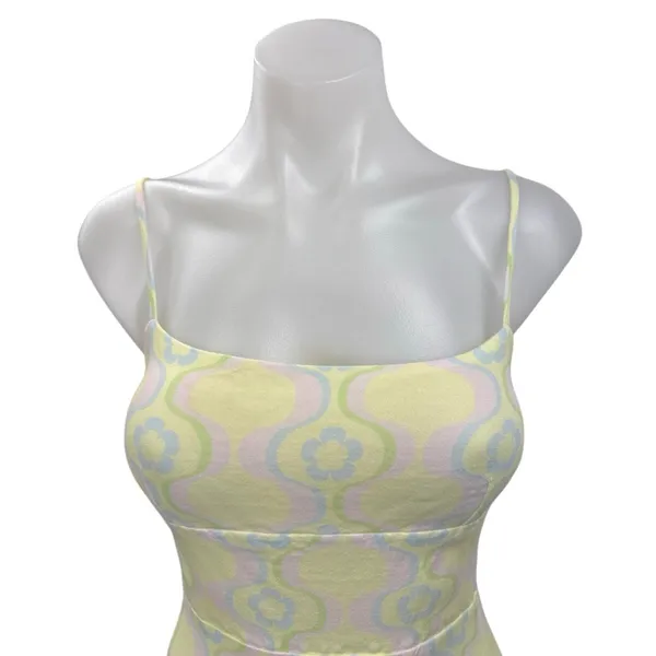 Aritzia Sun-Deh Yellow Floral Sleeveless Cami Camisole Mini A-line Dress Size XS - Image 2