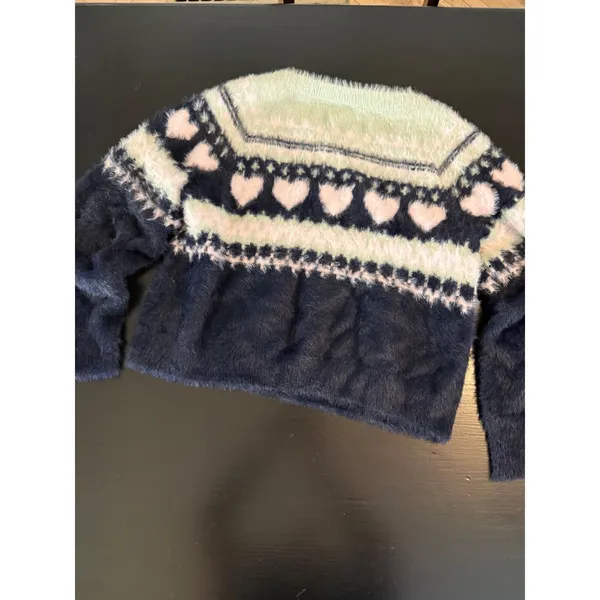 Victorias‎ Secret Heart Fair Isle Eyelash Knit Sweater Mint Navy Pink Medium - Image 6