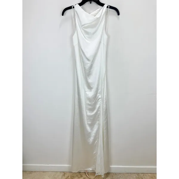 Lulus Concetta Ivory Satin Lace Halter Maxi Dress Wedding Bridal Small NWT - Image 7