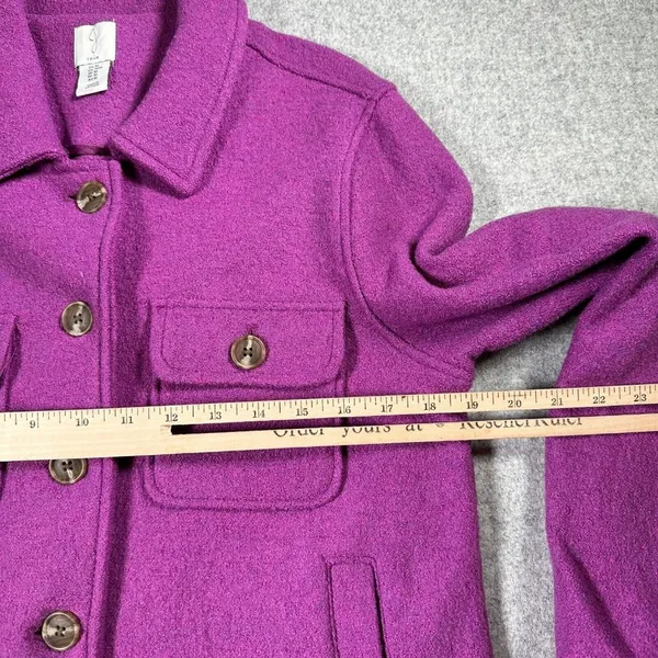 Joie Medium Jacket Button Boiled Wool Purple Pockets Shacket Womens Long Sleeve‎ - Image 4