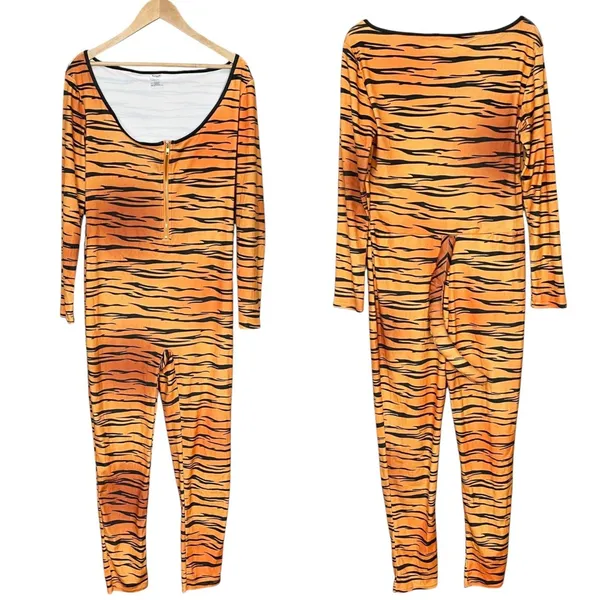 Spirit Catsuit Halloween Costume Tiger Bodysuit ONLY Adult Women Size Large Tail - Image 3