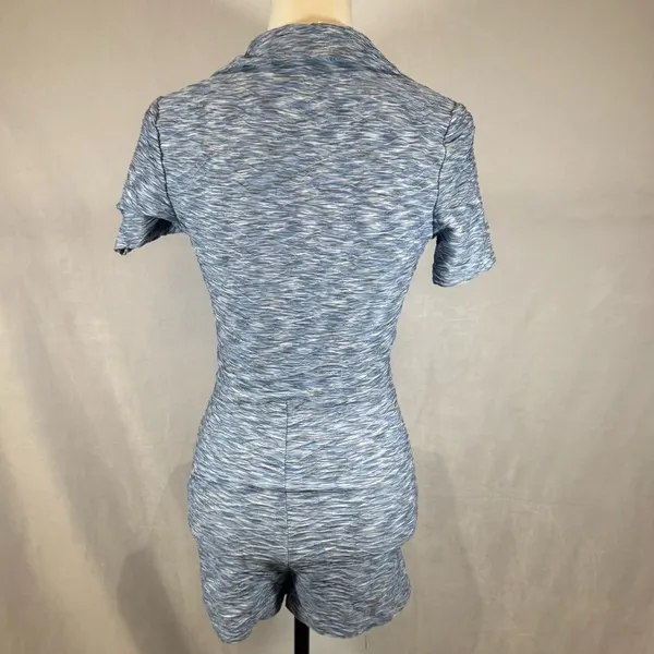 Dolls Kill Bailey Rose space dye mini romper in blue textured knit size XS NWOT - Image 4