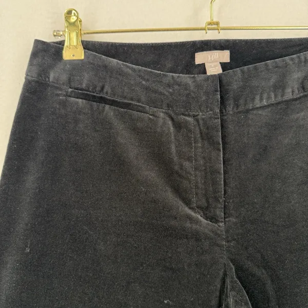J.Jill Black Velvet Pants Women’s 6 Stretch Straight Leg Cotton Holiday Luxury - Image 5