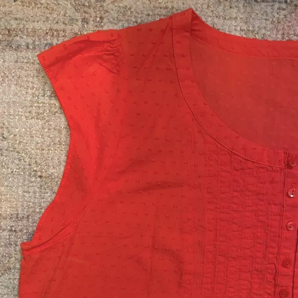 Dress Barn Embroidered Cap Sleeve Button Front Top - Image 3