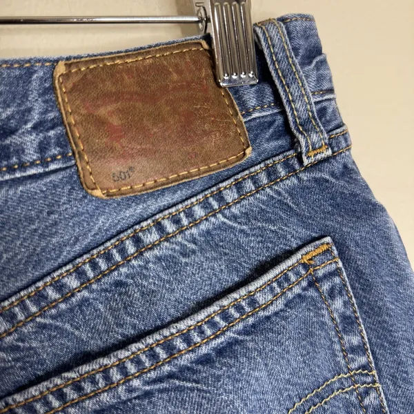 Levis 501 Shorts Womens 29 Blue Denim High Rise Button Fly Distressed Raw‎ Hem - Image 8