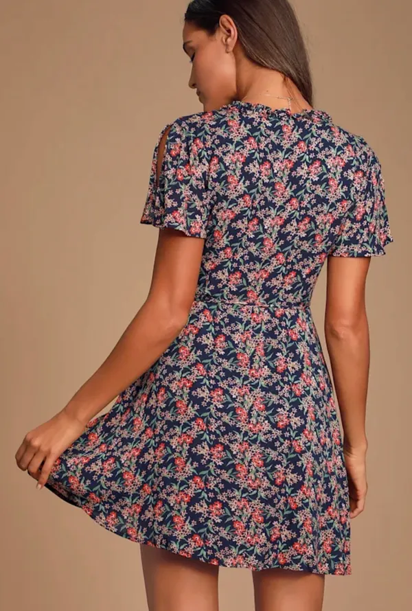 Lulus Audacious Audrey Navy Blue Floral Print Wrap Dress - Image 10