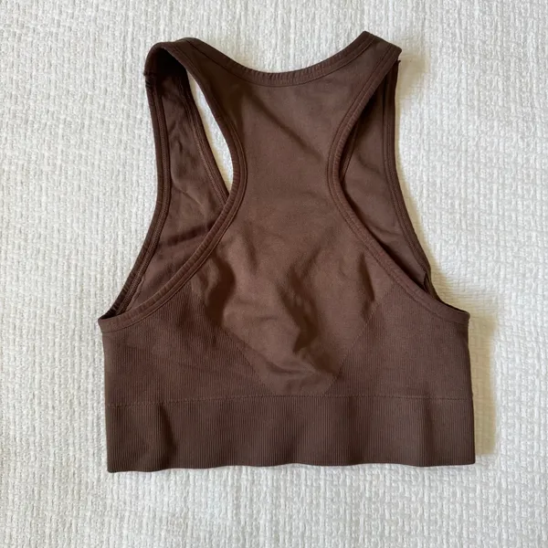NWOT Free People FP Movement Sports Bra XS/S Brown Racerback Ribbed Bralette - Image 2