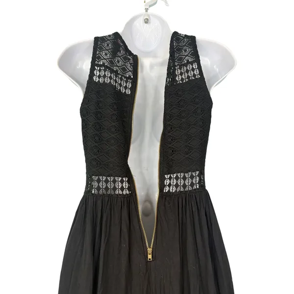 Material Girl Black Lace Bodice Maxi Dress Sleeveless Slit‎ Small Goth Festival - Image 5