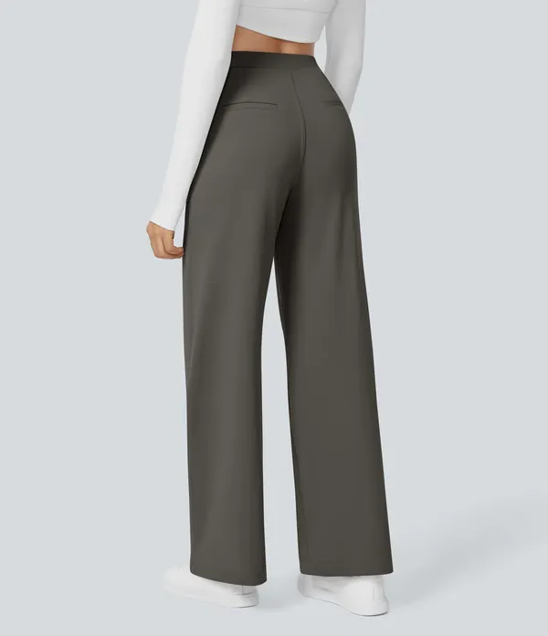 Halara High Waist Straight Leg Work Pants Stretch Comfort Deep Red Grey S Reg - Image 2
