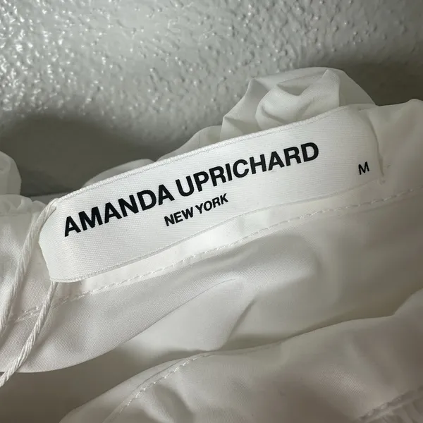NEW Amanda Uprichard Size Medium White Ruffle One Shoulder Sleeveless Blouse Top - Image 4