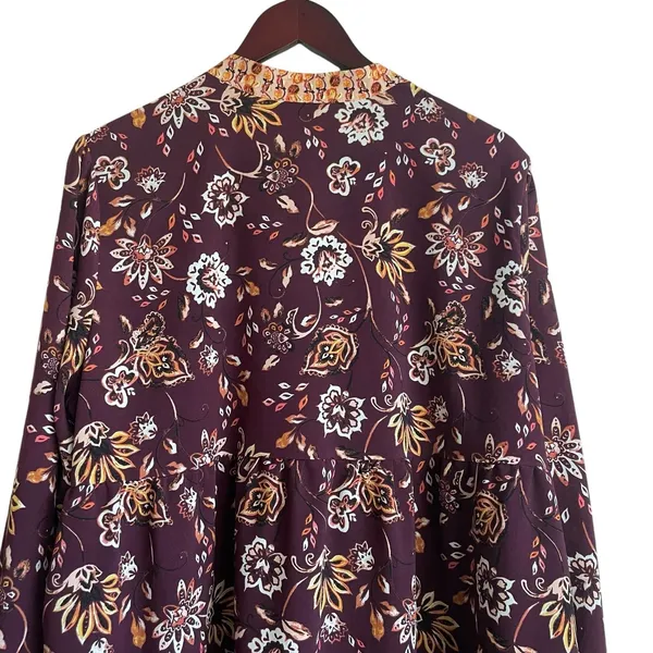 Dlp‎ Womens Boho Floral Babydoll Tunic XL Plum Peasant Whimsical Earthy Cottage - Image 5