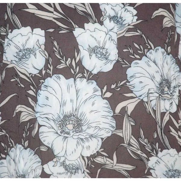 Miss Me Brown Blue Floral Blouse Size S Open Cross Front Keyhole Back 3/4 Sleeve - Image 3