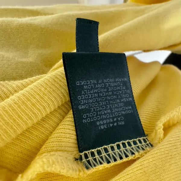 LRL Very Sexy Low‎ Cut V-Neck Cleavage Baby Yellow Slimming Cuff Sleeve TEE -S - Image 4
