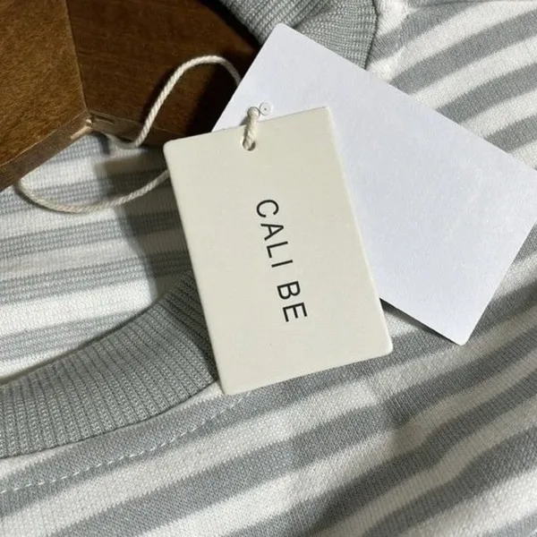 Cali Be Gray New Sweatshirt Striped Layered Oversized Medium - Image 9