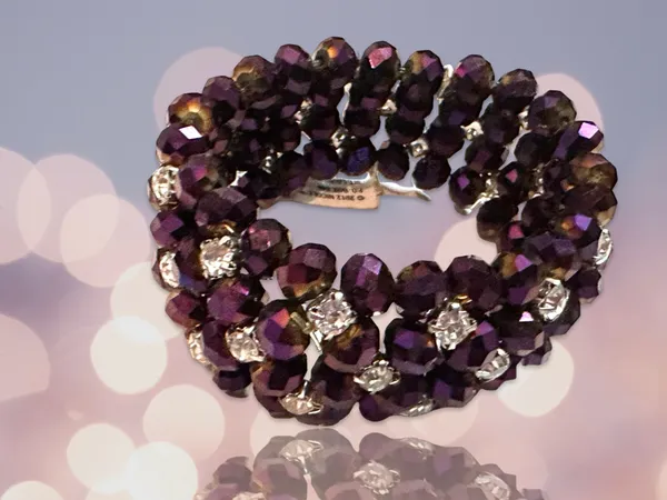 Purple Faceted Glass Woven Bracelet - Image 3