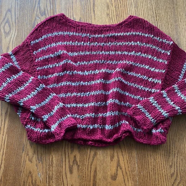 FREE PEOPLE Over Easy‎ Striped Open Chunky Knit Sweater C31 - Image 3