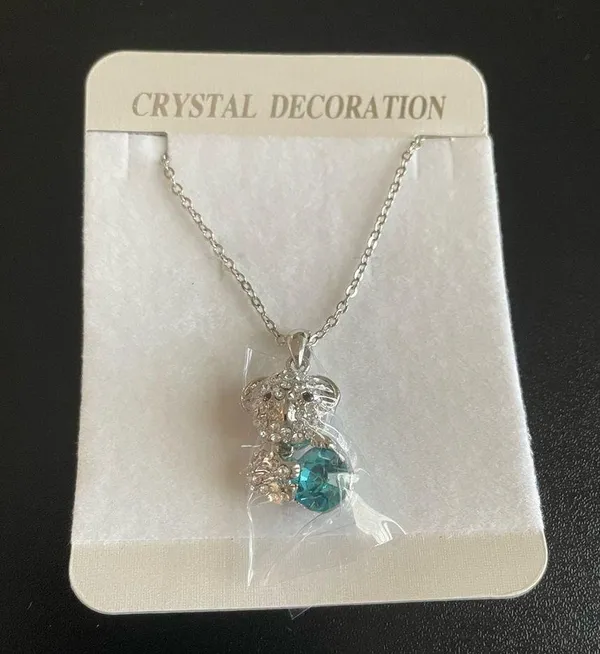 Sloth with blue crystal necklace - Image 5