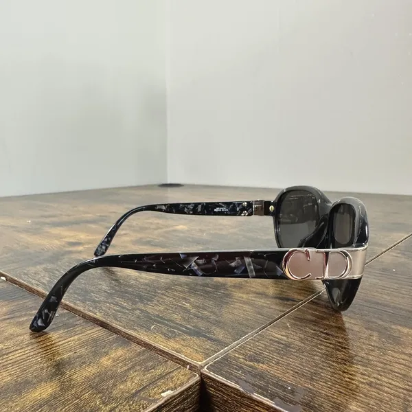 Christian Dior 2017A 95 Sunglasses Womens Black Tortoise Oval Gray Lens Logo - Image 5
