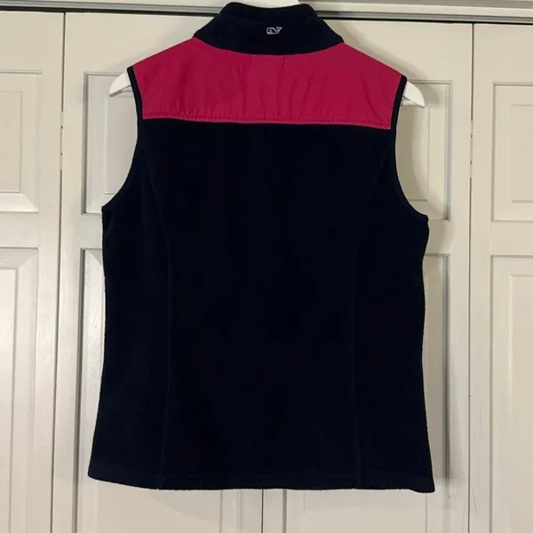 Vineyard Vines navy and pink fleece vest M - Image 6
