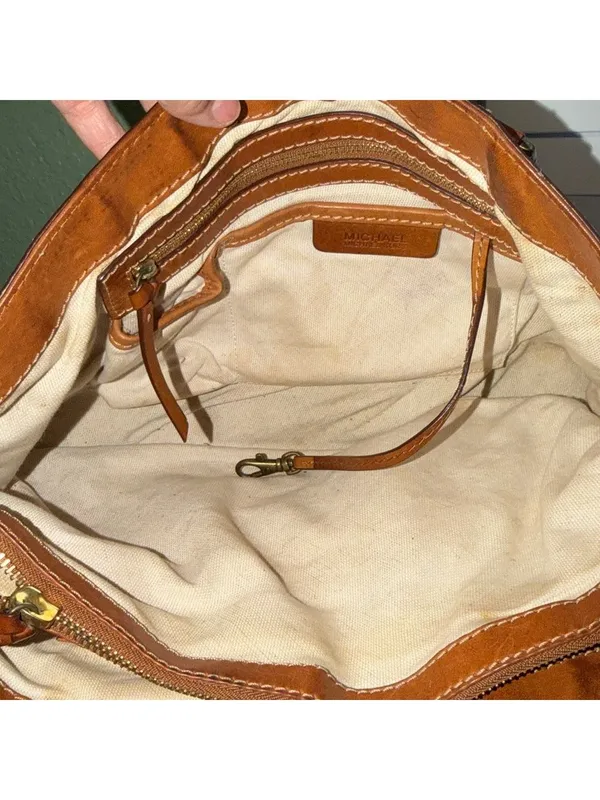 Vintage Michael Kors Leather Saddlebag Bag Purse weekend luggage vacation travel - Image 4