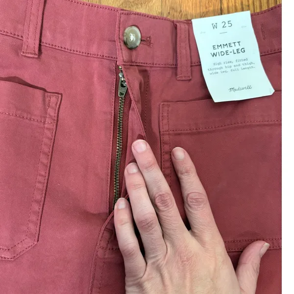 Madewell Emmett Wide Leg‎ High Rise Pants Antique Rose Pink size 25 NWT - Image 6
