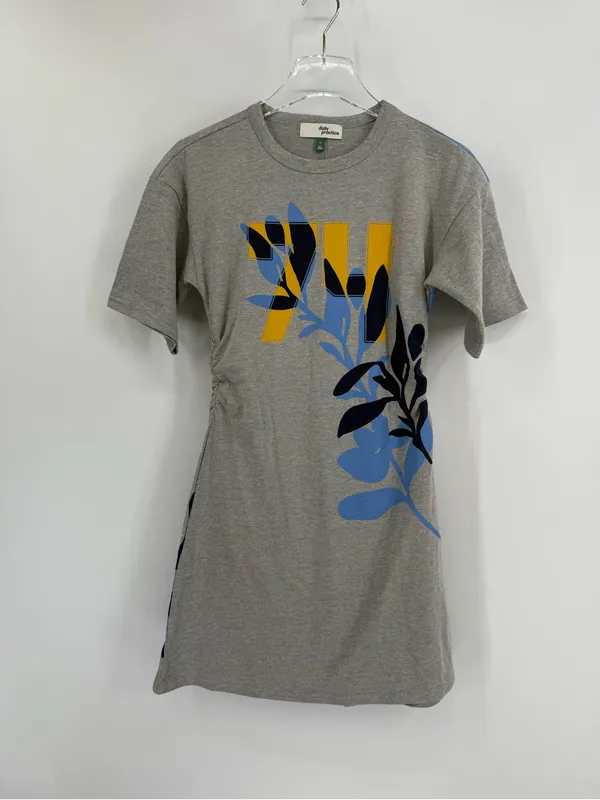ANTHROPOLOGIE Daily Practice Short Sleeve Mini Gray Graphic T-Shirt Dress sz xs - Image 3