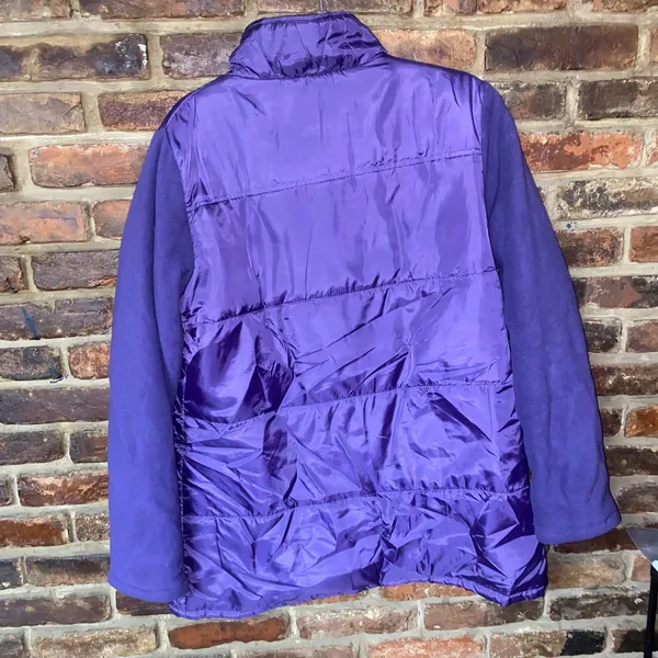 Avon Vintage Purple Quilted Fleece Button Down Puffer Jacket Women's Size XL - Image 5
