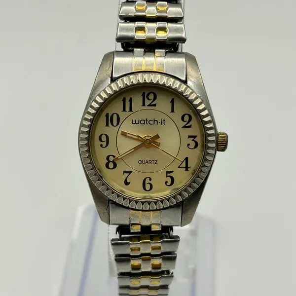 Watch-it Two-tone Stainless Steel Expansion Band Women’s Watch New Battery - Image 2